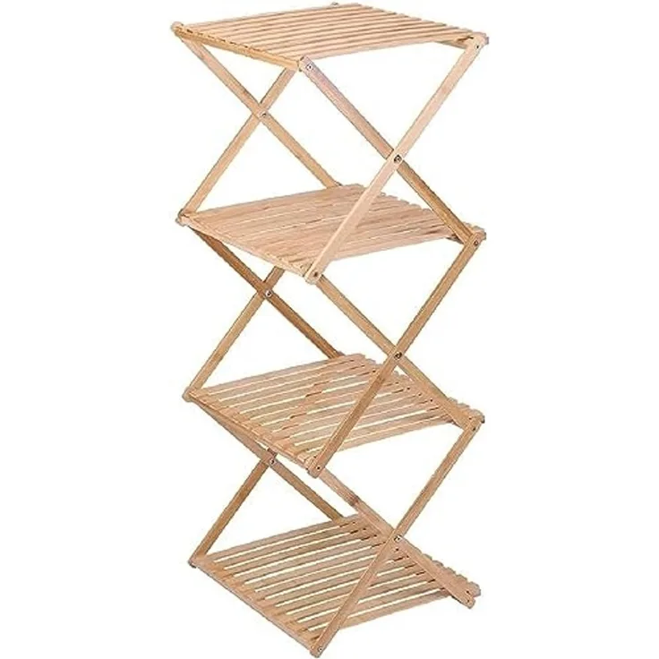 alpina Badregal - 4-lagig - 40 x 33,5 x 93,5 cm - faltbar - Bambus - Braun