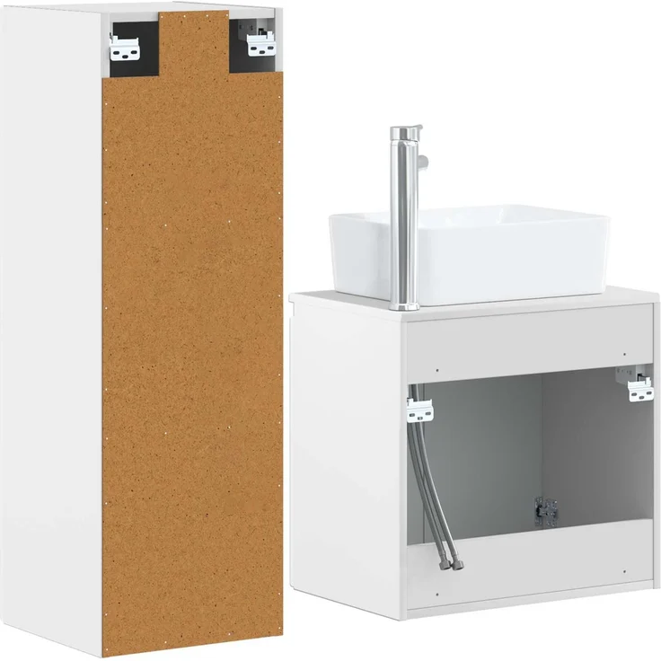vidaXL Badezimmerschrank-Set 2 stk. Hochglanz Weiß 33 x 34,5 x 100 cm 3406127 – Bild 5