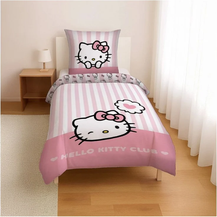 Hello Kitty Bettbezug Set Baumwolle 135x200 cm + Kissen 80x80 cm – Bild 3
