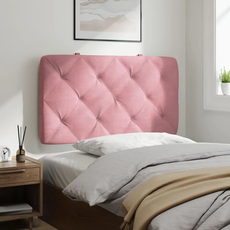 vidaXL Kopfteil-Kissen Rosa 90 cm Samt 374713 – Bild 4