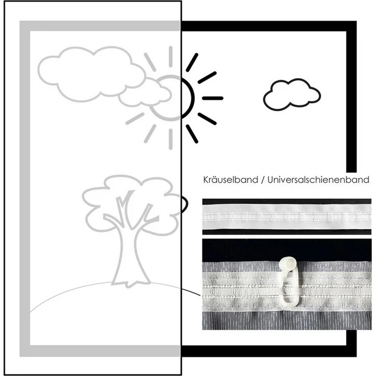 heimtexland Gardine Gardinen Store Vorhang Blumen weiß halbtransparent (1 St), Kräuselband, halbtransparent, Jacquard, Jacquard I Langstore I Bordüre gebogt I Kräuselband – Bild 4