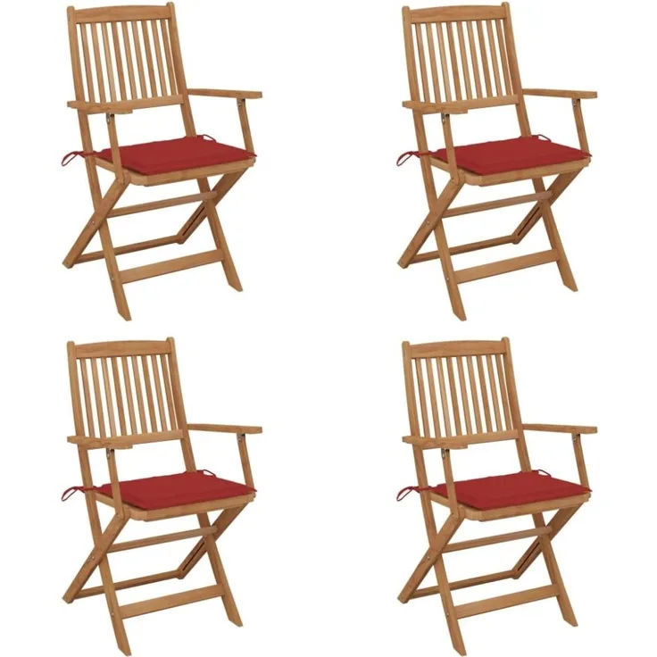 vidaXL Klappbare Gartenstühle 4 Stk. mit Kissen Massivholz Akazie 3064623