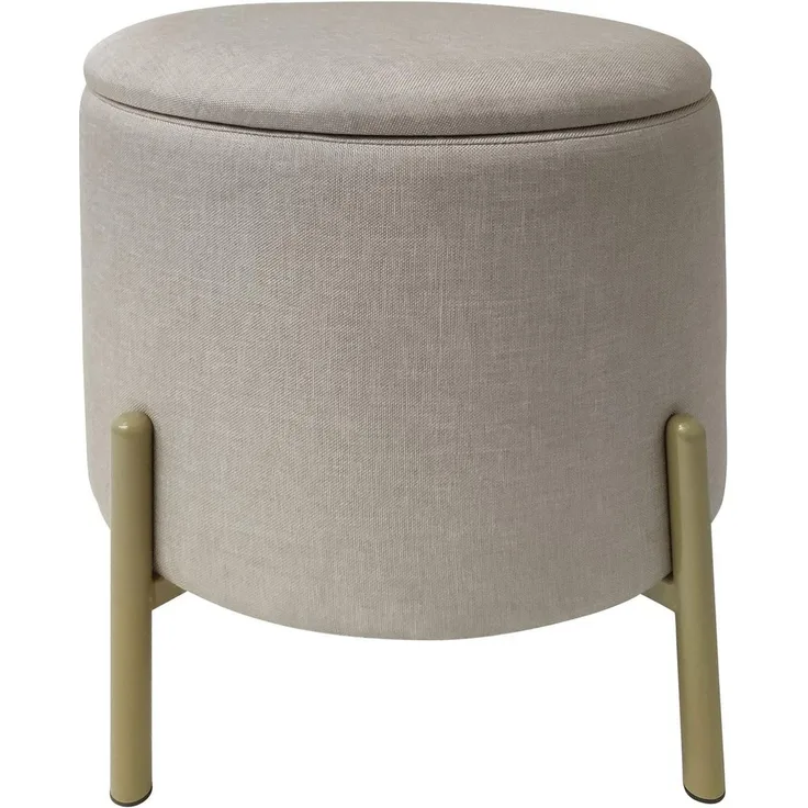 Echtwerk 'Logan' Hocker, Creme, mit Stauraum