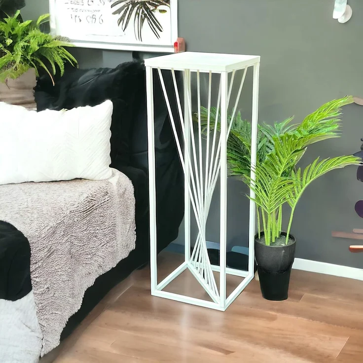 DanDiBo Blumenhocker, Metall Eckig, Weiß, 70 x 24 x 24 cm – Bild 8