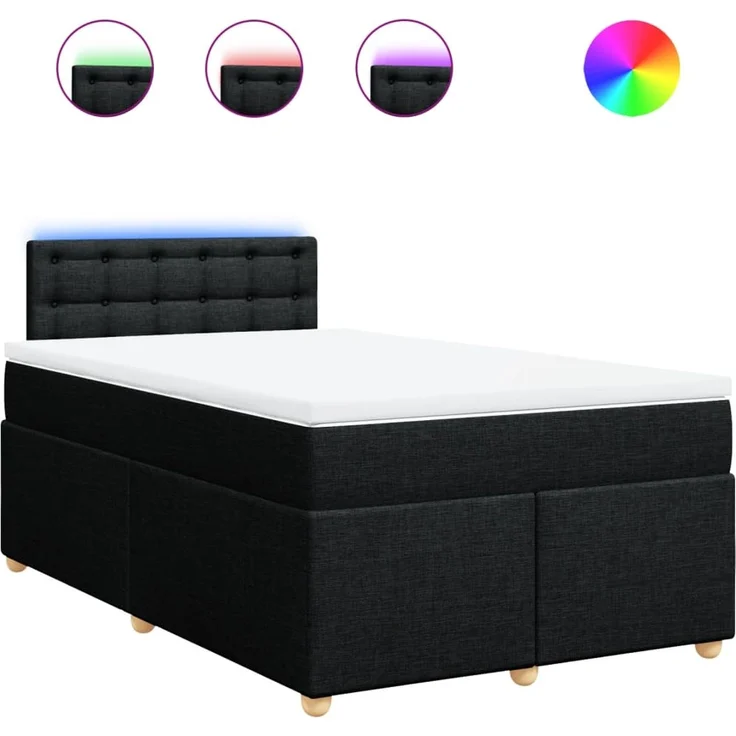 vidaXL Boxspringbett mit Matratze Schwarz 120x190 cm Stoff 3288935 – Bild 2