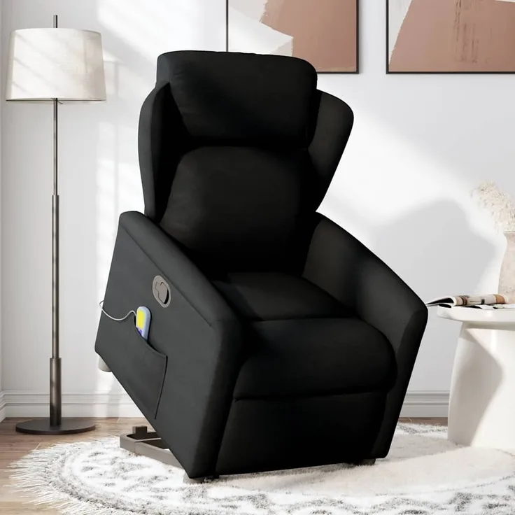 vidaXL Massagesessel mit Aufstehhilfe Schwarz Stoff 3303146