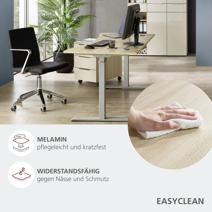 Komplettbüro Büro-Set SANTORIN VII Riva Eiche & Glas Cashmere 7-teilig – Bild 5