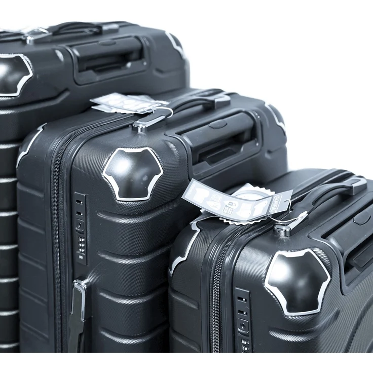 3 Tlg. Reisekoffer- Set mit 4 Räder 360° drehbar, Hartschale mit Kantenschutz Anthrazit – Bild 2