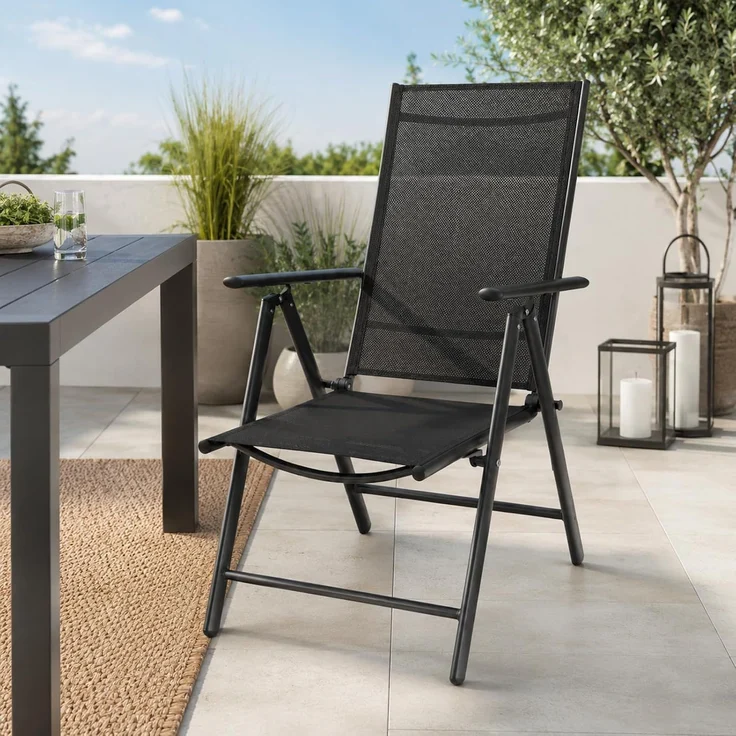 BURI 1 Klappsessel mit Hochlehner Auflage Gartenstuhl Aluminium verstellbar – Bild 8