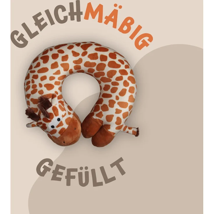 Nackenhörnchen Kinder Tier Schlafkissen Reisekissen Waschbar Kopfstütze U-Förmig Nackenkissen für Auto Zug Flugzeug weicher Kissenbezug Giraffe – Bild 3