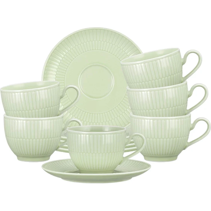 Seltmann Weiden Amina Kaffeetasse mit Untertasse 250 ml 6er-Set Seladon – Bild 1