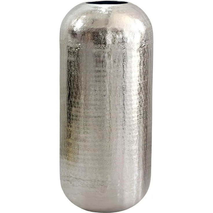 Dekovase Aluminium 45cm Silber - Standvase groß - Bodenvase rund modern - Vase Metall für Blumen - Design Wohnzimmer Deko - Wohndeko Handmade