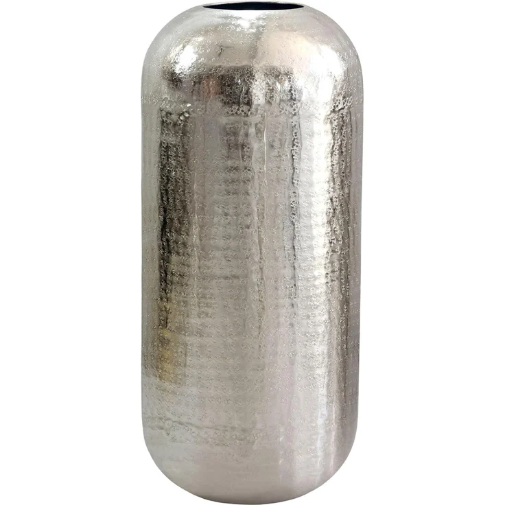 Dekovase Aluminium 45cm Silber - Standvase groß - Bodenvase rund modern - Vase Metall für Blumen - Design Wohnzimmer Deko - Wohndeko Handmade – Bild 1