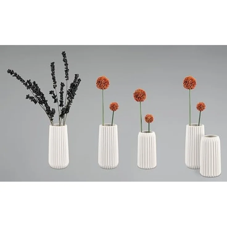 MIRRORS AND MORE 'Ruffle' Vase Keramik, weiß, Ø9x23 cm – Bild 5