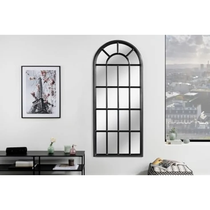 riess-ambiente Wandspiegel CASTILLO 140cm schwarz (Einzelartikel, 1-St), Wohnzimmer · groß · halbrund · mit Rahmen · Fenster-Design · Deko – Bild 4