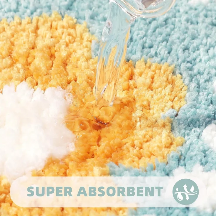 ABC Rutschfester Badteppich, weicher Mikrofaser-Badeteppich, geeignet für Badezimmer, Küchen, Schlafzimmer und Türen (doppeltes Blumenmuster, 50x80 cm), maschinenwaschbarer, saugfähiger Duschteppich – Bild 5