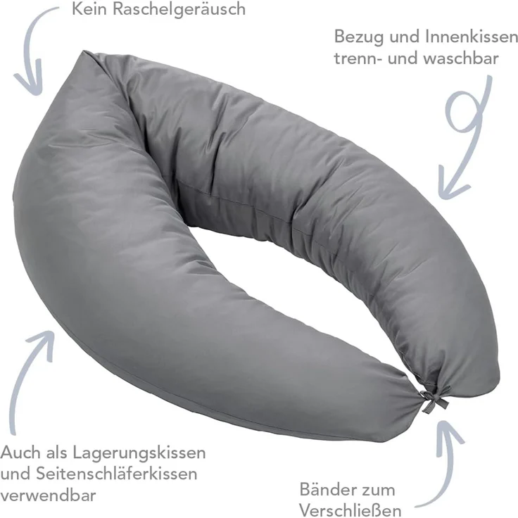 XDREAM Stillkissen Schwangerschaftskissen, Lagerungskissen, mit weichem Microfaserbezug, 1-tlg, XXL Stillkissen, Seitenschläferkissen mit Bändern zum Knoten, 190 cm – Bild 4