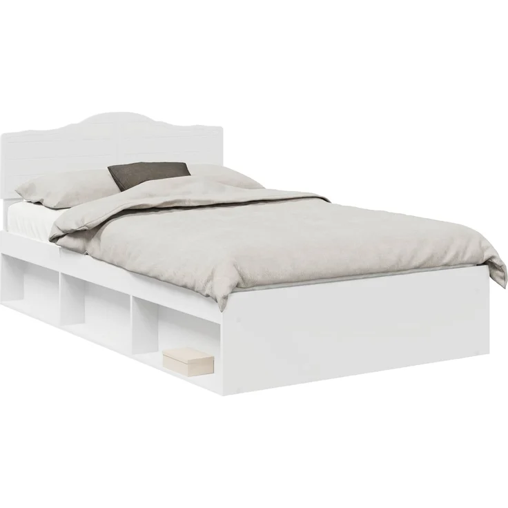 vidaXL Bettrahmen mit Kopfteil Weiß 120 x 200 cm Massives Kiefernholz 3412916 – Bild 1