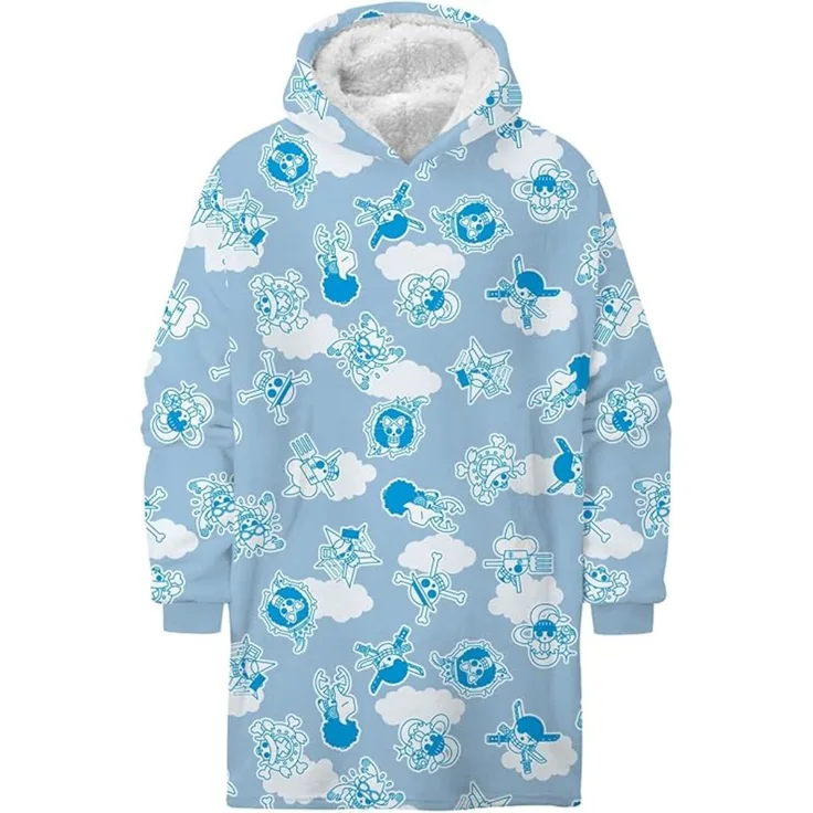 One Piece Hoodie Blanket Groß 75 × 70 cm Kuscheldecke mit Ärmeln und Kapuze Oversize