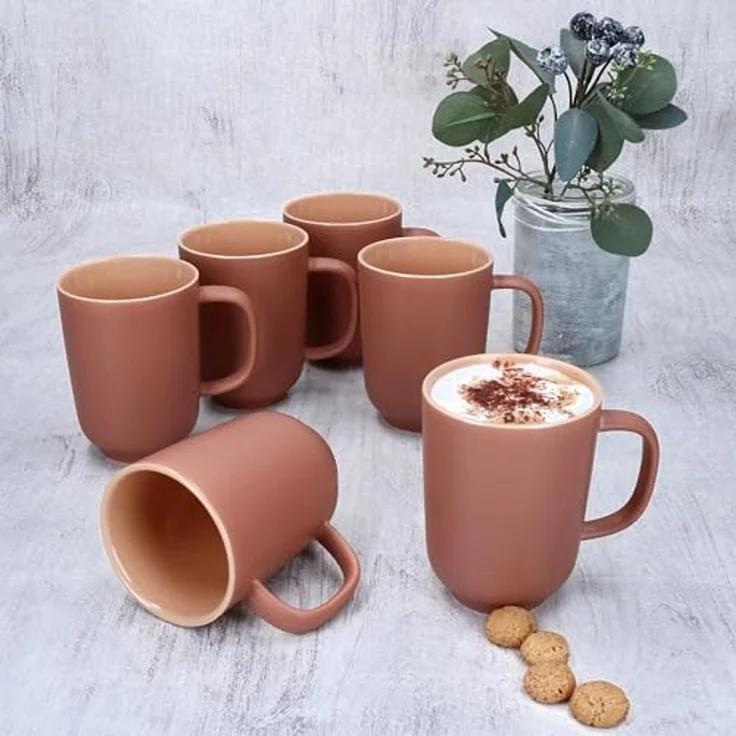Ritzenhoff & Breker Becher Ritzenhoff 6x Jasper Kaffeebecher 250ml H10,4cm Puder Tee-Tassen, Steingut – Bild 3