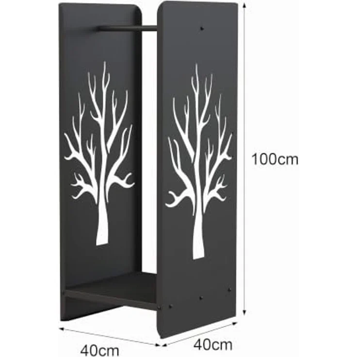 DanDiBo Kaminholzregal Innen Metall Schwarz 100 cm Kaminholzständer 96428 Brennholzregal Schmal Kaminholzhalter – Bild 2