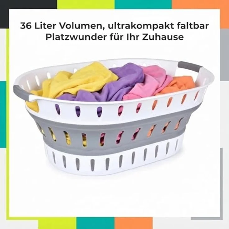 König Design Wäschekorb faltbar Wäschesammler Wäschebox Wäschetonne Organizer, Laundry Baskets Wäschewanne robust, platzsparend, Aufbewahrungskorb – Bild 5