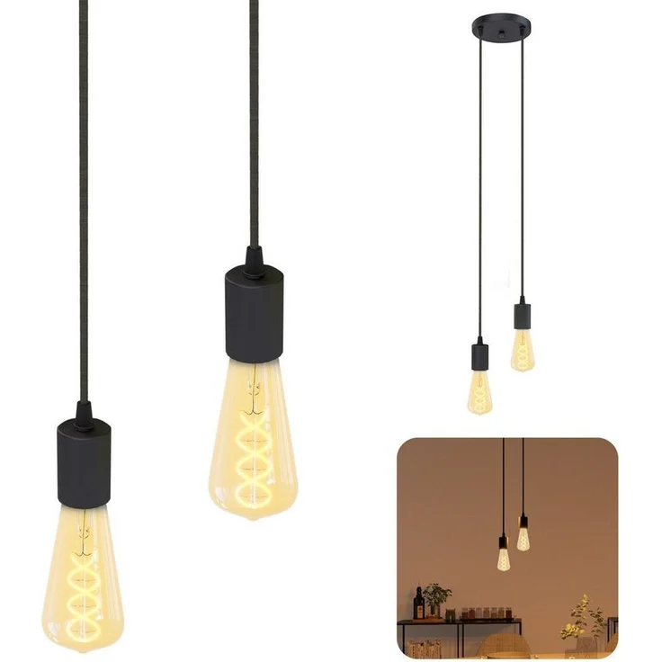 SSC-LUXon LED-Hängeleuchte PARU 2er Hängeleuchte inkl. E27 LED Glühbirnen dimmbar 3W, Extra Warmweiß – Bild 5