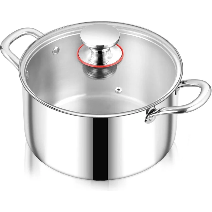 Onader 3-Lagen Edelstahl Kochtopf Induktion 3,3L Glasdeckel Suppentopf 20cm – Bild 1