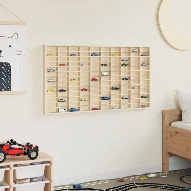 vidaXL Wanddisplay-Case mit Regal Beige 98 x 4,5 x 55 cm Holzwerkstoff 42015608 – Bild 4