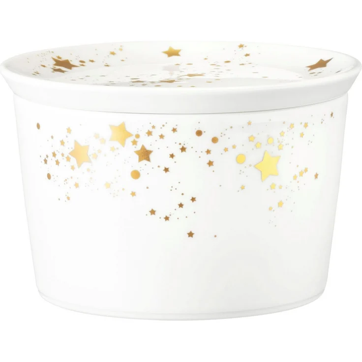 Seltmann Weiden Servierschale Liberty - Golden Stars, Porzellan, (1-tlg), Gebäckdose, Gebäckschale, Schale mit Deckel, 14 x 9 cm – Bild 3