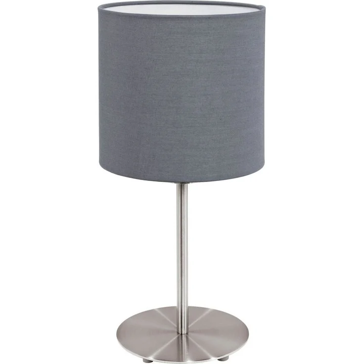 Eglo 31596 Tischlampe PASTERI nickel-matt, Textil grau E27 max. 1X60W H:40cm Ø18 mit Kabelschalter – Bild 1
