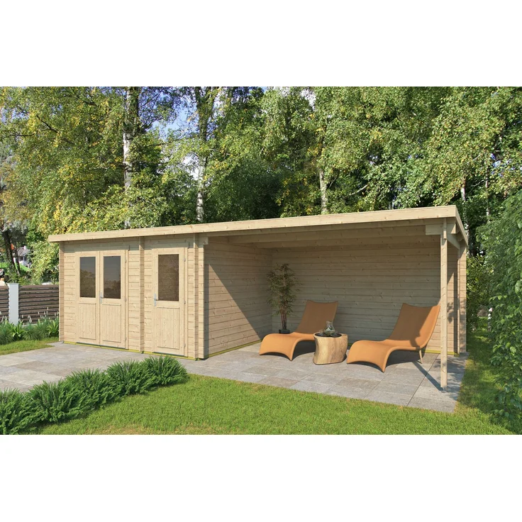 Fjordholz Gartenhaus Modell Gent 28 D Lichtgrau – Bild 1