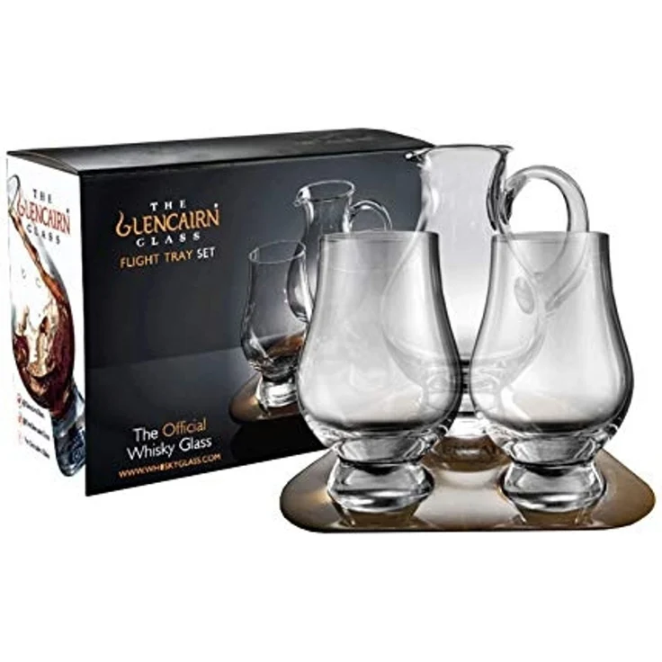 Stölzle Whiskyglas Glencairn Glass, Kristallglas, 2 Gläser, 1 Krug auf Tablett – Bild 1