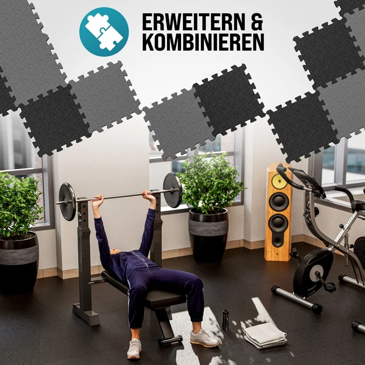 MONZANA® Bodenschutzmatten Fitness Randstücken 30 x 30cm Rutschfest Puzzlematte Trainingsmatten Fitnessgeräte Schwarz – Bild 3