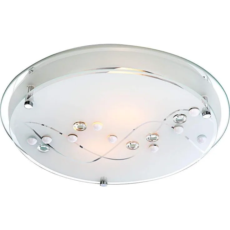 GLOBO Deckenleuchte Wohnzimmer Deckenlampe Schlafzimmer Rund Glas Dekor 48090-2