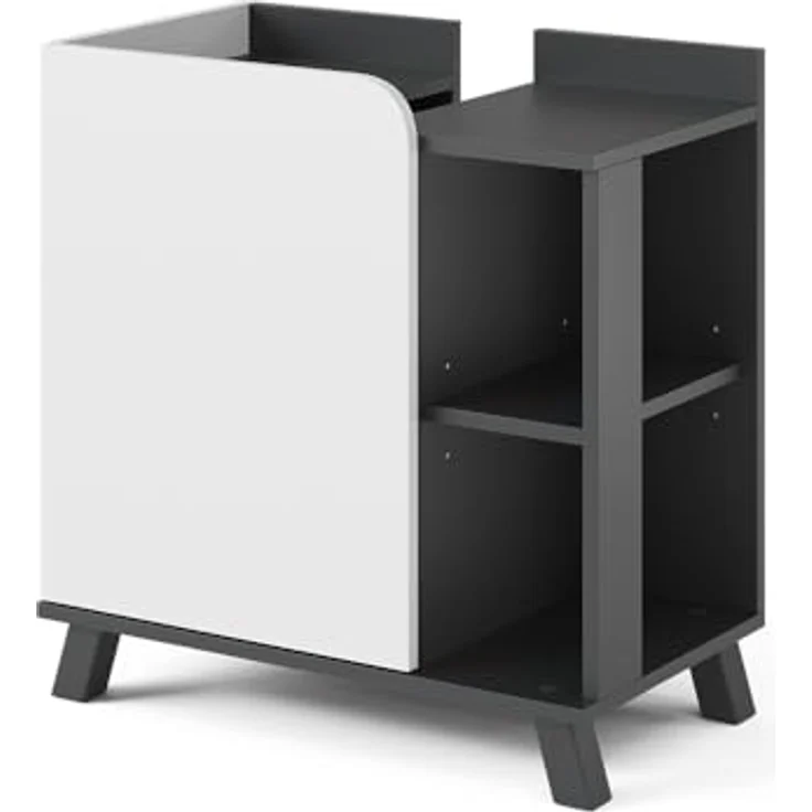 Vicco Waschbeckenunterschrank Karen, anthrazit/weiß, 60 x 65 cm mit Tür und offenen Fächern, pflegeleichte Oberfläche – Bild 1