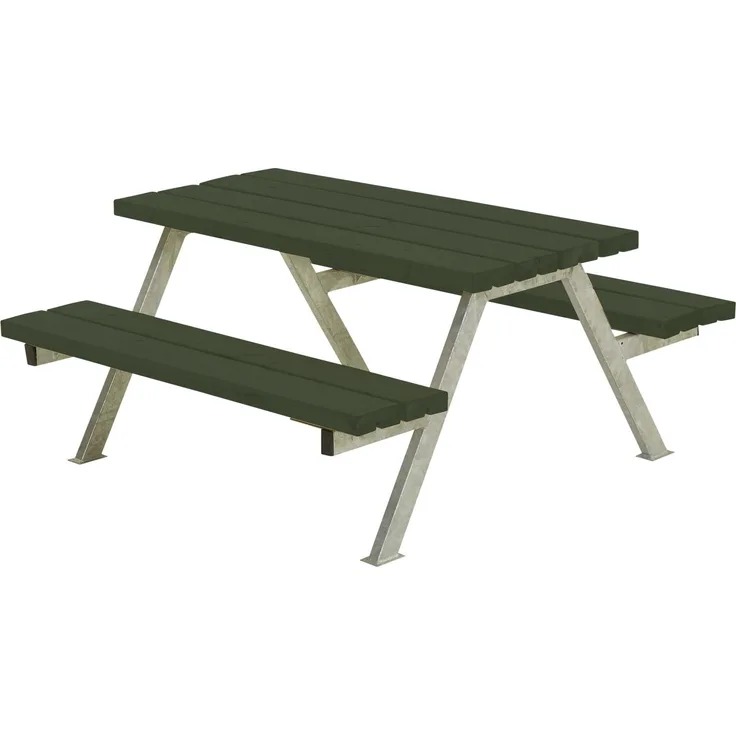 Plus Picknicktisch Kinder Alpha Stahl-Holz 118 x 118 x 57 cm schwarz