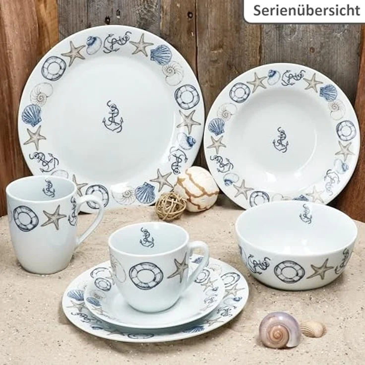 MamboCat Müslischale Neptun 6x Müslischale 14cm Porzellan Dessertschüssel maritim Anker, Porzellan – Bild 5
