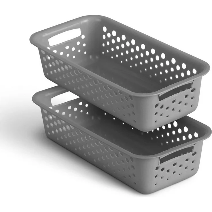 Pro Home Aufbewahrungskorb Modularer Kunststoffkorb Kunststoff Box (2 St), Aufbewahrungsbox mit Griffen - BPA-Frei - Organizer Körbchen Bad Küche – Bild 1