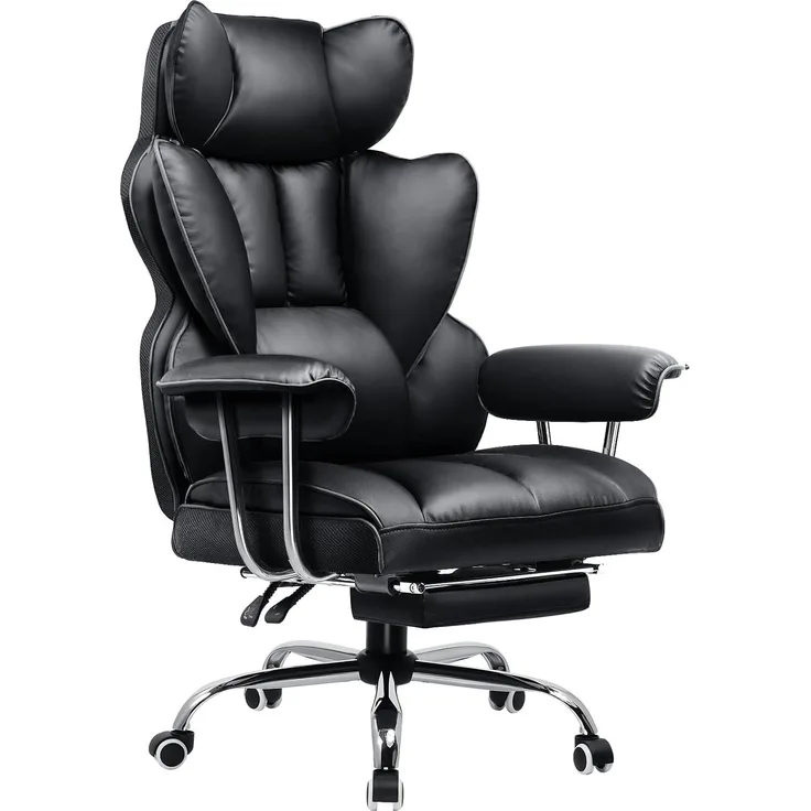 GTPLAYER Gaming Stuhl, Gamer Stuhl, Ergonomischer Bürostuhl mit Fußstütze, Kunstleder, Federsitzkissen, Gaming Chair Gepolstert, Gaming Sessel 180kg Belastbarkeit schwarz