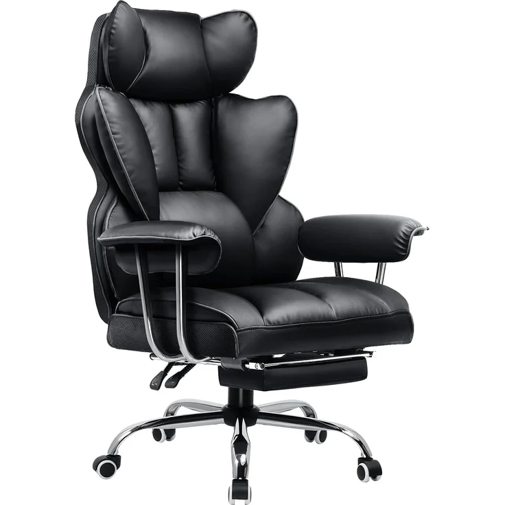 GTPLAYER Gaming Stuhl, Gamer Stuhl, Ergonomischer Bürostuhl mit Fußstütze, Kunstleder, Federsitzkissen, Gaming Chair Gepolstert, Gaming Sessel 180kg Belastbarkeit schwarz – Bild 1