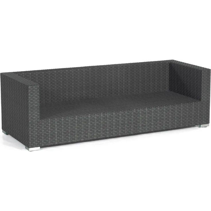 Sonnenpartner 3-Sitzer Lounge-Sofa Residence Aluminium mit Polyrattan graphit-schwarz inklusive Kiss
