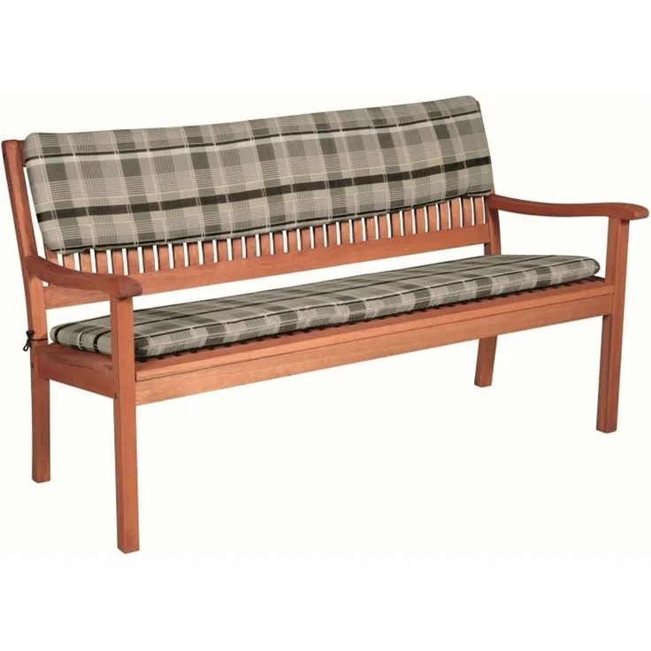 Doppler Bankauflage Sitz 3er Set ca. 150 x 45 x 6 cm karo grau