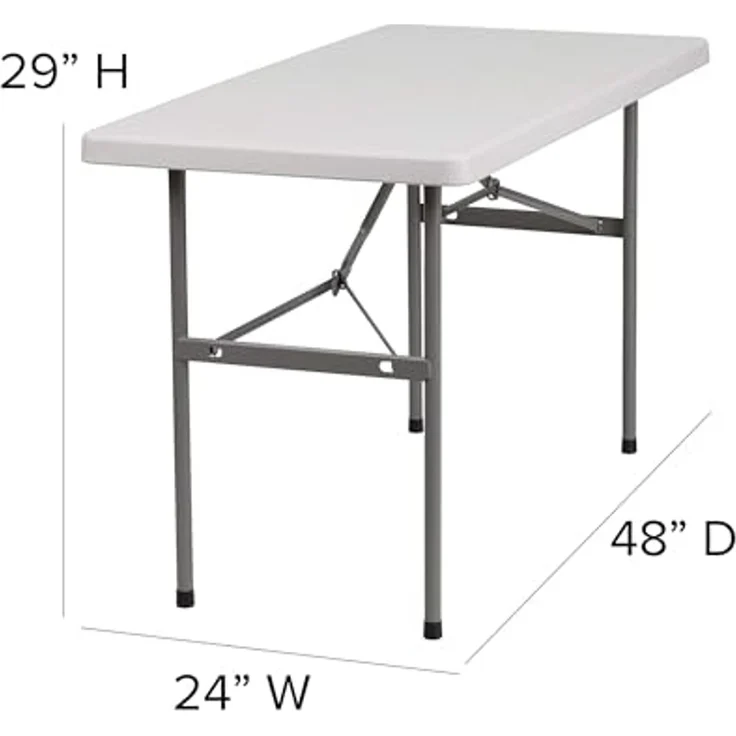 Flash Furniture Kathryn Klapptisch, 122 cm, Granit, Kunststoff, Weiß – Bild 3