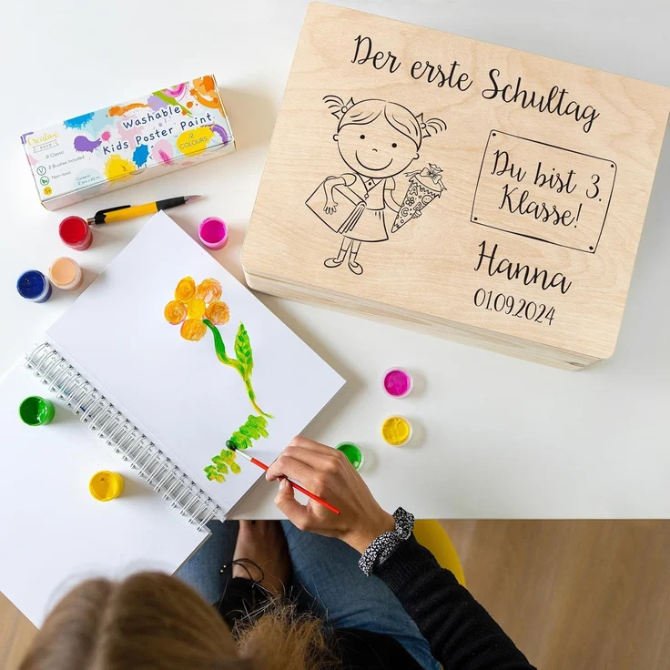 Creative Deco Holzkiste Einschulung Geschenk Erster Schultag, Natur 40 x 30 x 14 cm – Bild 4
