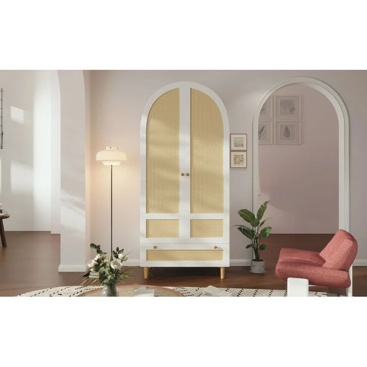 TavilaEcon Kleiderschrank Garderobenschrank im Landhausstil, mit 2 Türen und 1 Schublade weiß 180 × 50 × 85 cm (H × T × B) – Bild 6