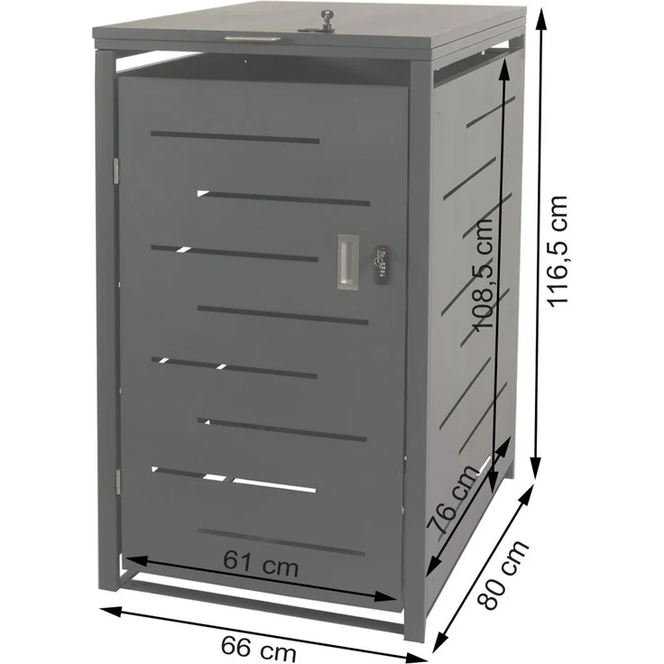 XL 1er-/2er-Mülltonnenverkleidung HWC-E83, Mülltonnenbox, erweiterbar 116x71x98cm ~ anthrazit, Stahl 39kg – Bild 3