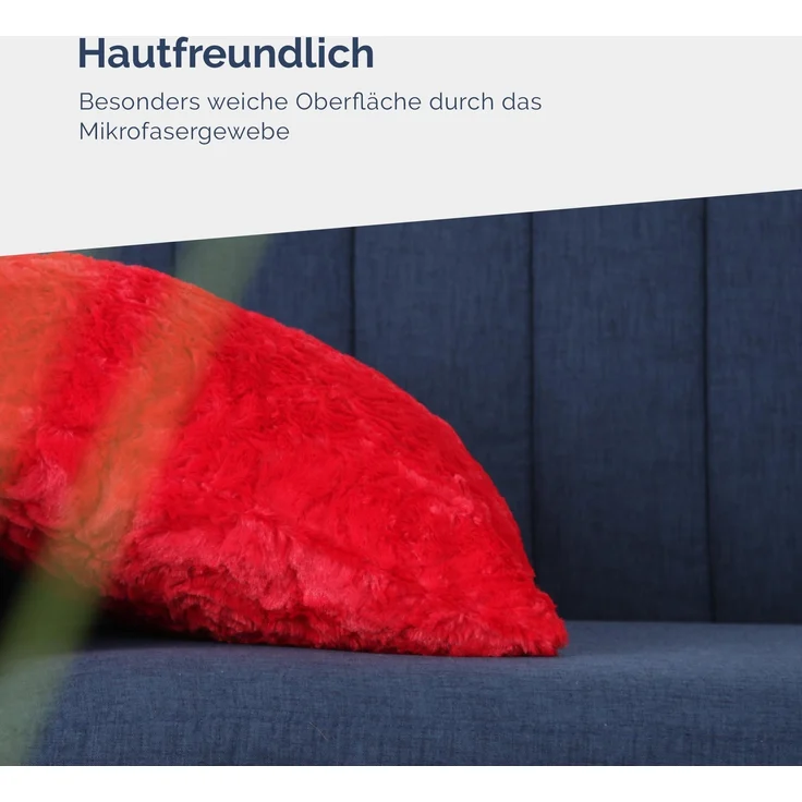 Flauschiges Dekokissen 40x40 mit Reißverschluss, ( Rot ) Kissenbezug inkl. Kissen mit Rosenmuster, Dekorative Kissenbezüge, weicher Bezug – Bild 5