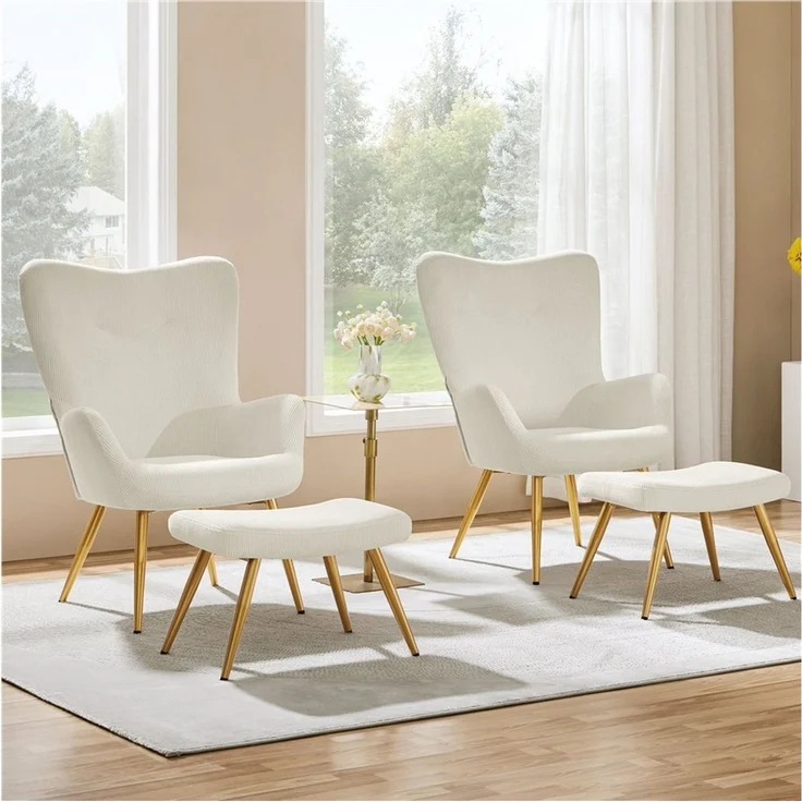 Yaheetech Relaxsessel Ohrensessel mit Hocker, Loungesessel mit Klappbarer Rückenlehne – Bild 3