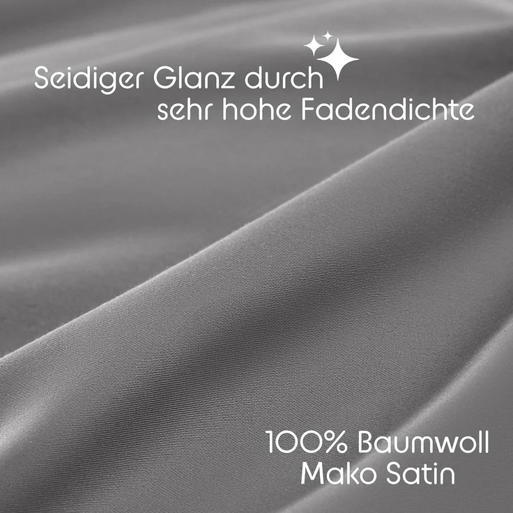Blumtal Kissenbezüge Premium Mako Satin Kissenbezug, superweich aus 100% Baumwolle, (1 Stück), OEKO-TEX zertifiziert – Glanzoptik & farblich passender Reißverschluss – Bild 4